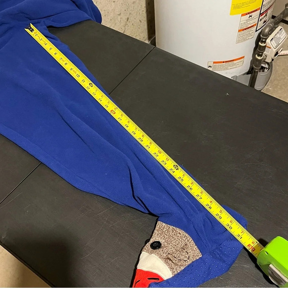 Nick & Nora Sock Monkey Footed Pjs Pajamas M Sleepwear Royal Blue Fleece Pocket - Picture 11 of 12